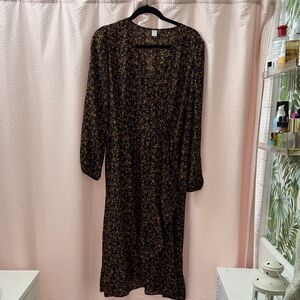 Old Navy Black and Brown Floral Maxi Dress